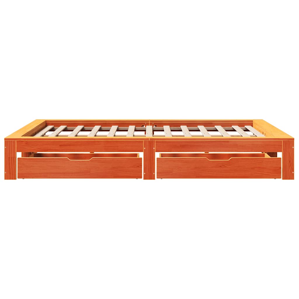 vidaXL Bed Frame without Mattress Wax Brown 140x190 cm Solid Wood Pine