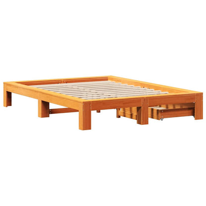 vidaXL Bed Frame without Mattress Wax Brown 140x190 cm Solid Wood Pine