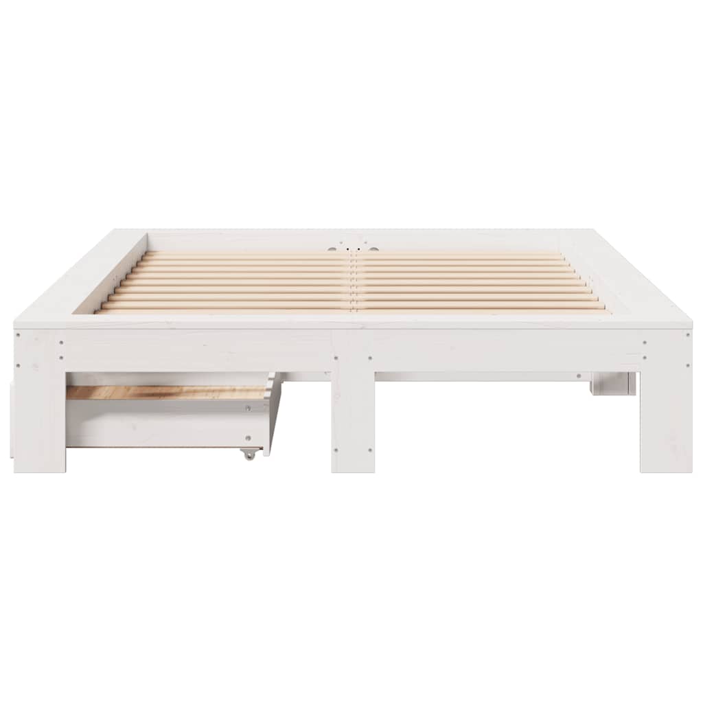 vidaXL Bed Frame without Mattress White 135x190 cm Double Solid Wood Pine