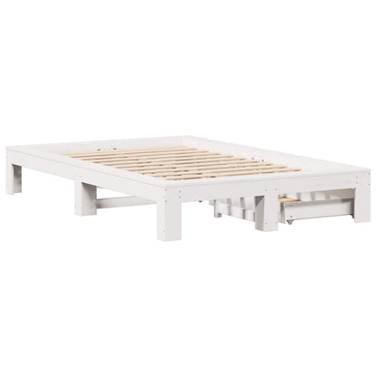 vidaXL Bed Frame without Mattress White 135x190 cm Double Solid Wood Pine