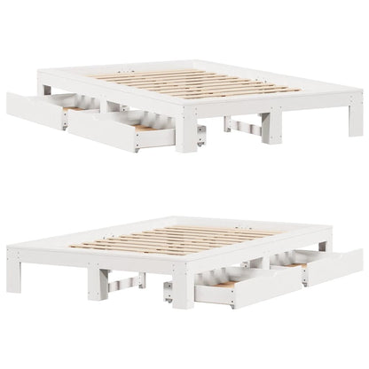 vidaXL Bed Frame without Mattress White 135x190 cm Double Solid Wood Pine