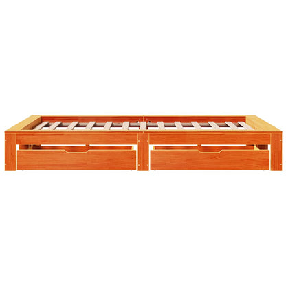 vidaXL Bed Frame without Mattress Wax Brown 135x190 cm Double Solid Wood Pine