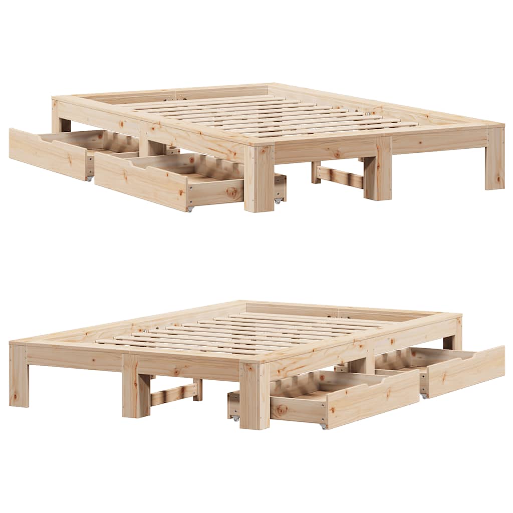 vidaXL Bed Frame without Mattress 120x190 cm Small Double Solid Wood Pine
