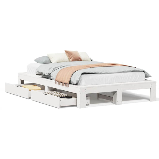 vidaXL Bed Frame without Mattress White 120x190 cm Small Double Solid Wood Pine