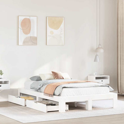 vidaXL Bed Frame without Mattress White 120x190 cm Small Double Solid Wood Pine