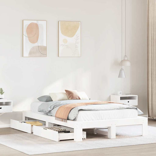 vidaXL Bed Frame without Mattress White 120x190 cm Small Double Solid Wood Pine