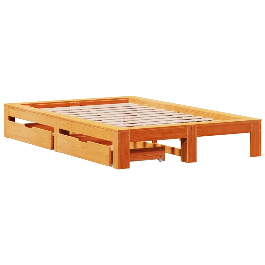 vidaXL Bed Frame without Mattress Wax Brown 120x190 cm Small Double Solid Wood Pine