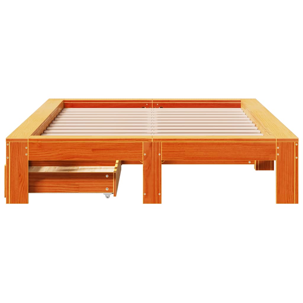 vidaXL Bed Frame without Mattress Wax Brown 120x190 cm Small Double Solid Wood Pine
