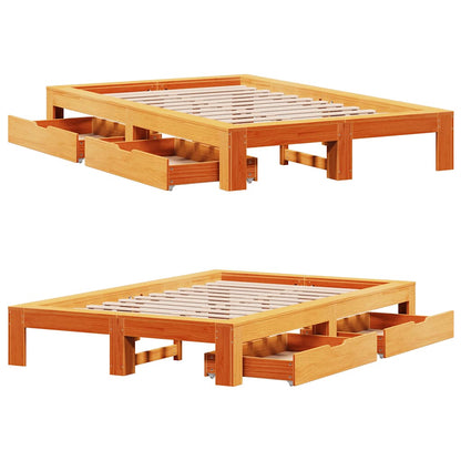 vidaXL Bed Frame without Mattress Wax Brown 120x190 cm Small Double Solid Wood Pine