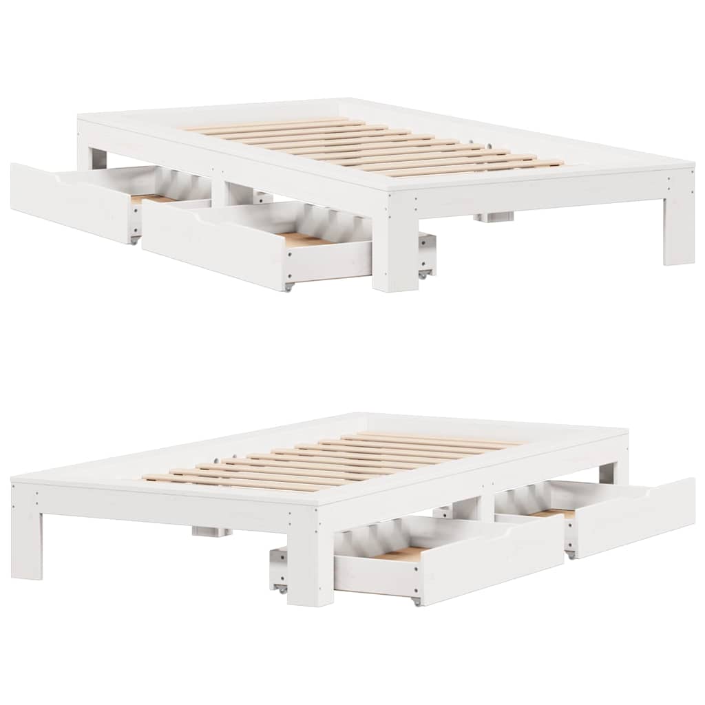 vidaXL Bed Frame without Mattress White 90x190 cm Single Solid Wood Pine