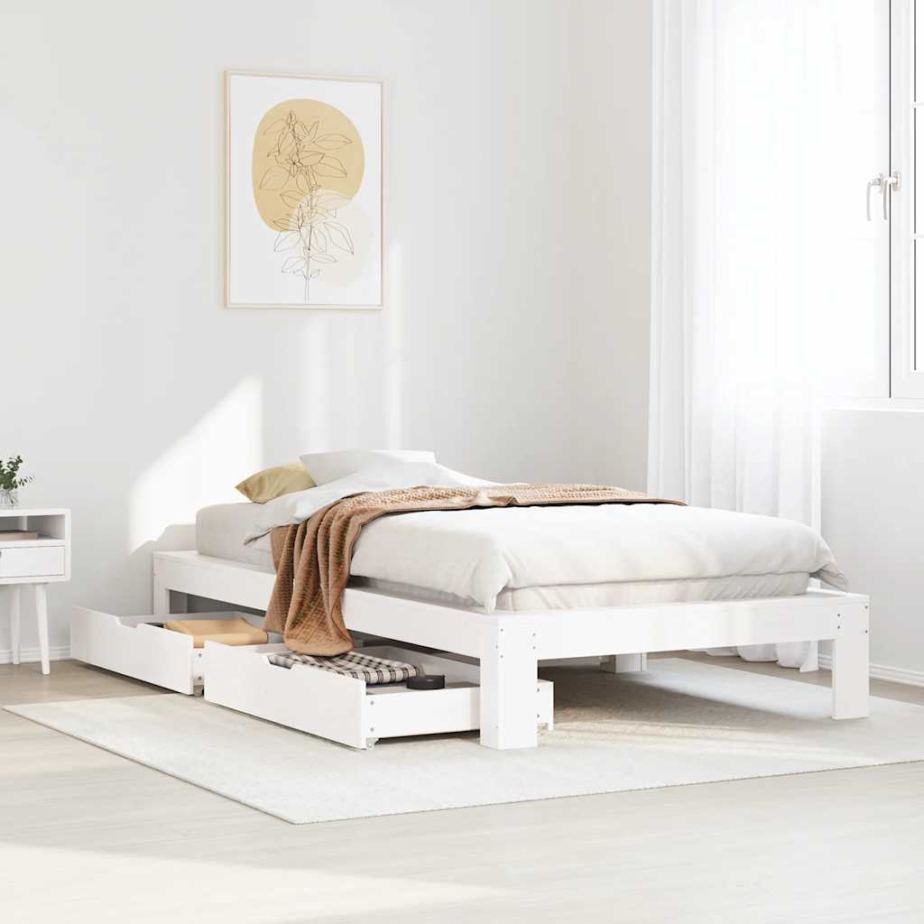 vidaXL Bed Frame without Mattress White 90x190 cm Single Solid Wood Pine