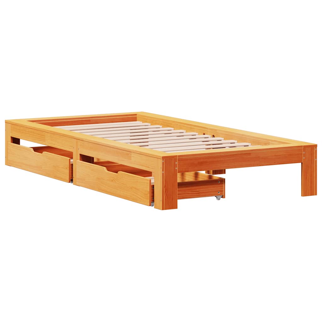vidaXL Bed Frame without Mattress Wax Brown 90x190 cm Single Solid Wood Pine