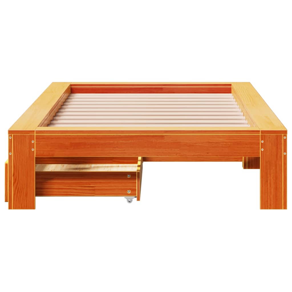 vidaXL Bed Frame without Mattress Wax Brown 90x190 cm Single Solid Wood Pine