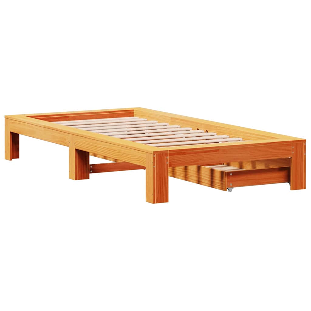 vidaXL Bed Frame without Mattress Wax Brown 90x190 cm Single Solid Wood Pine