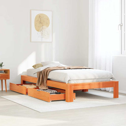 vidaXL Bed Frame without Mattress Wax Brown 90x190 cm Single Solid Wood Pine