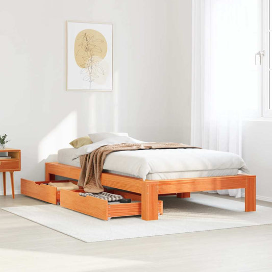 vidaXL Bed Frame without Mattress Wax Brown 90x190 cm Single Solid Wood Pine
