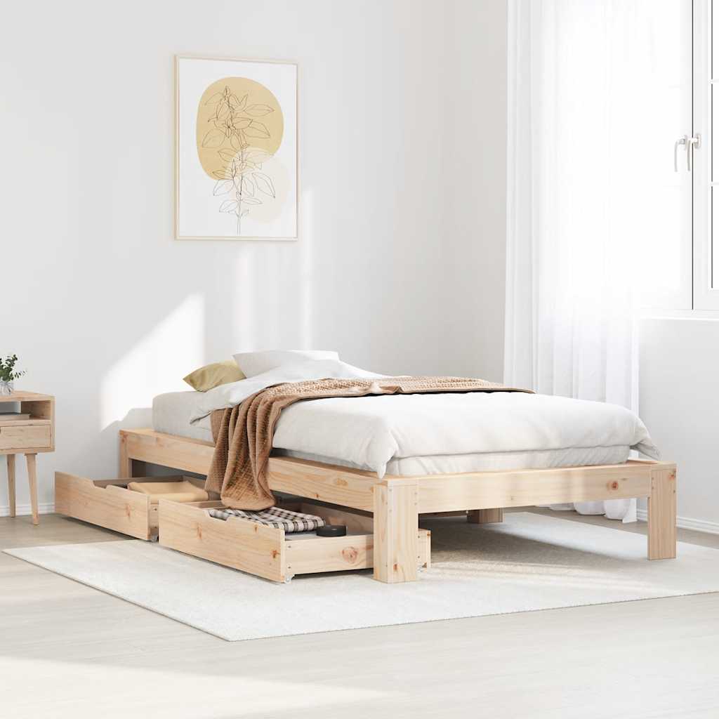 vidaXL Bed Frame without Mattress 75x190 cm Small Single Solid Wood Pine