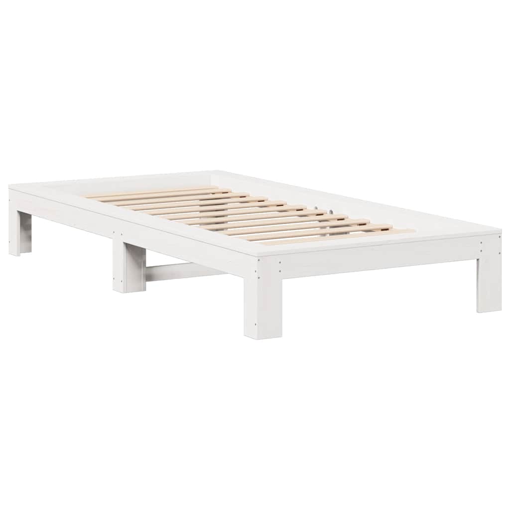 vidaXL Bed Frame without Mattress White 75x190 cm Small Single Solid Wood Pine