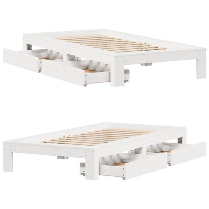 vidaXL Bed Frame without Mattress White 75x190 cm Small Single Solid Wood Pine