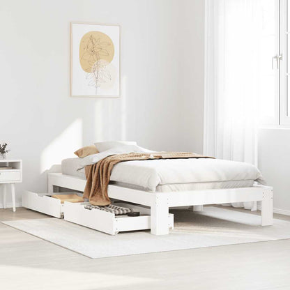 vidaXL Bed Frame without Mattress White 75x190 cm Small Single Solid Wood Pine
