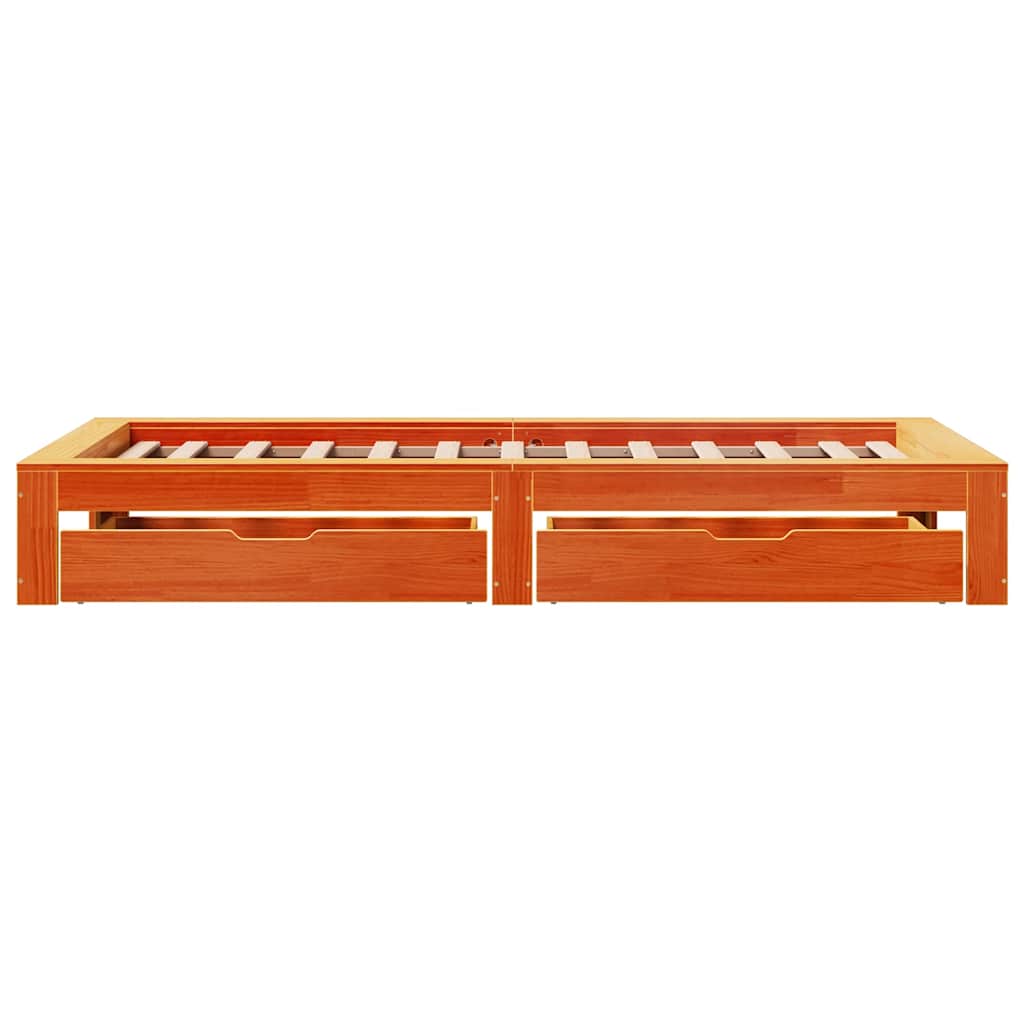 vidaXL Bed Frame without Mattress Wax Brown 75x190 cm Small Single Solid Wood Pine