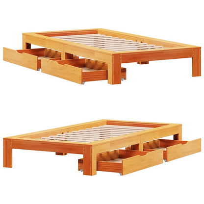 vidaXL Bed Frame without Mattress Wax Brown 75x190 cm Small Single Solid Wood Pine