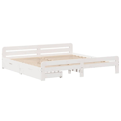 vidaXL Bed Frame | White | Solid pinewood | 200x200 cm | Bed Frame | Rectangular