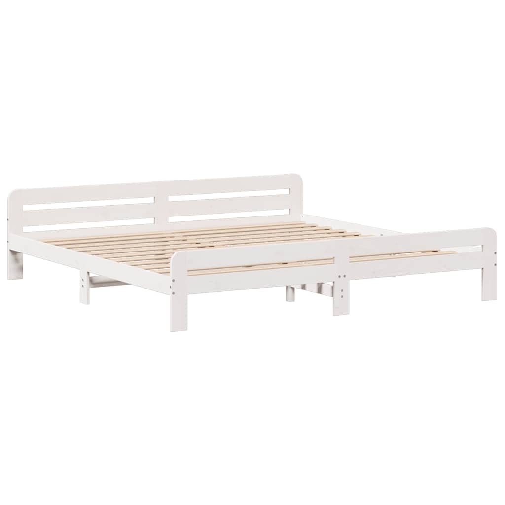 vidaXL Bed Frame | White | Solid pinewood | 200x200 cm | Bed Frame | Rectangular