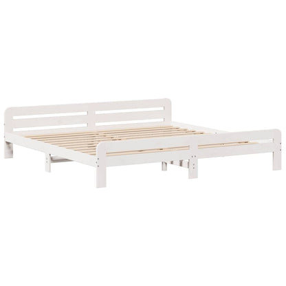 vidaXL Bed Frame | White | Solid pinewood | 200x200 cm | Bed Frame | Rectangular