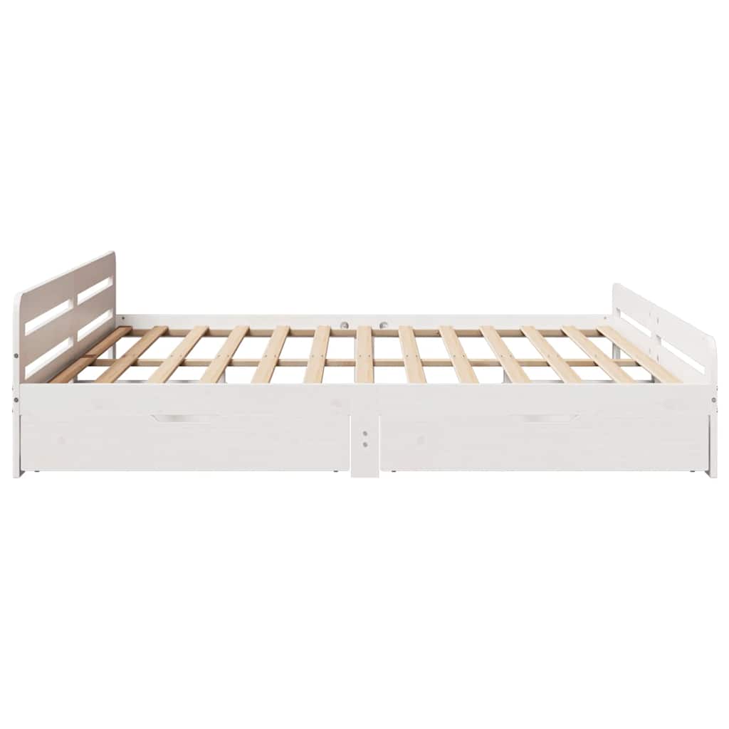 vidaXL Bed Frame | White | Solid pinewood | 200x200 cm | Bed Frame | Rectangular