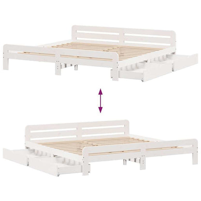 vidaXL Bed Frame | White | Solid pinewood | 200x200 cm | Bed Frame | Rectangular