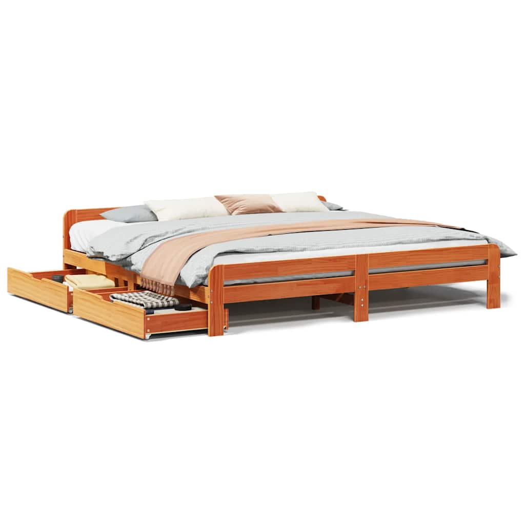 vidaXL Bed frame without Mattress Wax Brown 200x200 cm Solid Wood Pine