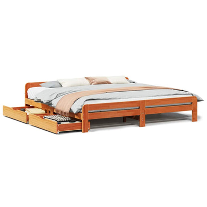 vidaXL Bed frame without Mattress Wax Brown 200x200 cm Solid Wood Pine