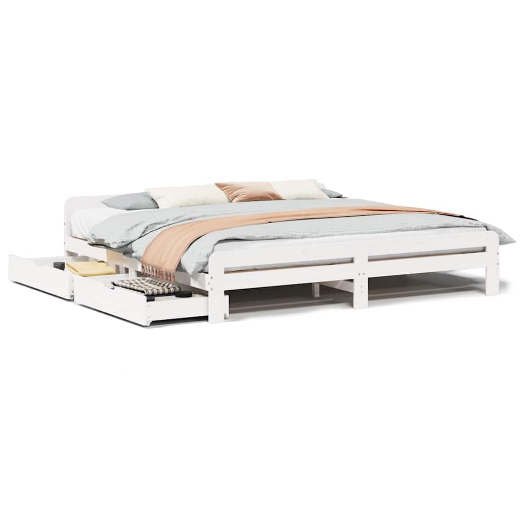 vidaXL Bed frame without Mattress White 180x200 cm Super King Solid Wood Pine