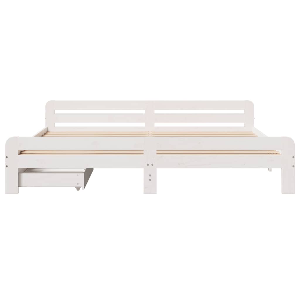 vidaXL Bed frame without Mattress White 180x200 cm Super King Solid Wood Pine