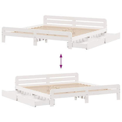 vidaXL Bed frame without Mattress White 180x200 cm Super King Solid Wood Pine