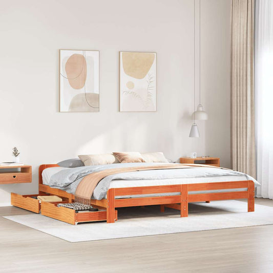 vidaXL Bed frame without Mattress Wax Brown 180x200 cm Super King Solid Wood Pine