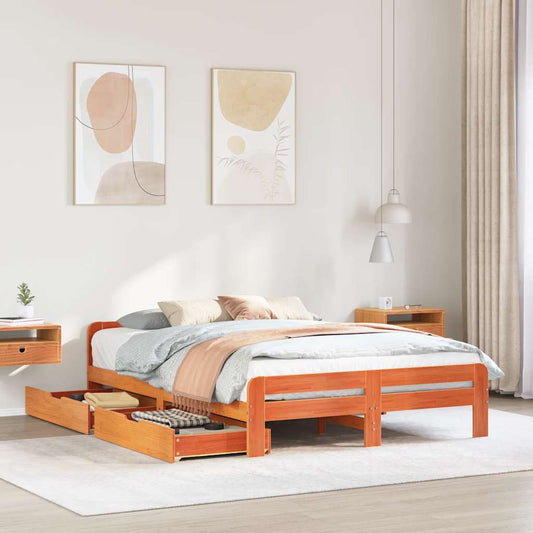 vidaXL Bed frame without Mattress Wax Brown 160x200 cm Solid Wood Pine