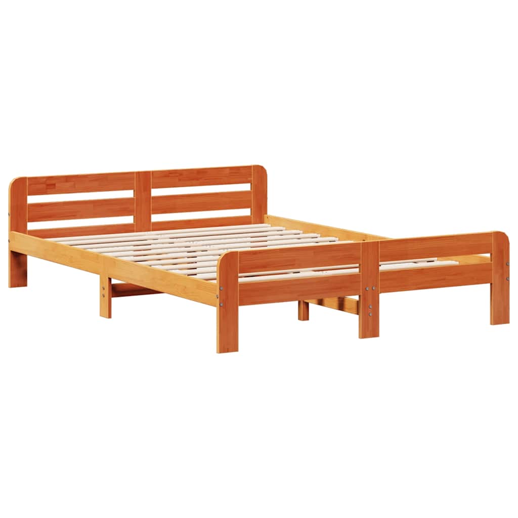 vidaXL Bed frame without Mattress Wax Brown 150x200 cm King Size Solid Wood Pine