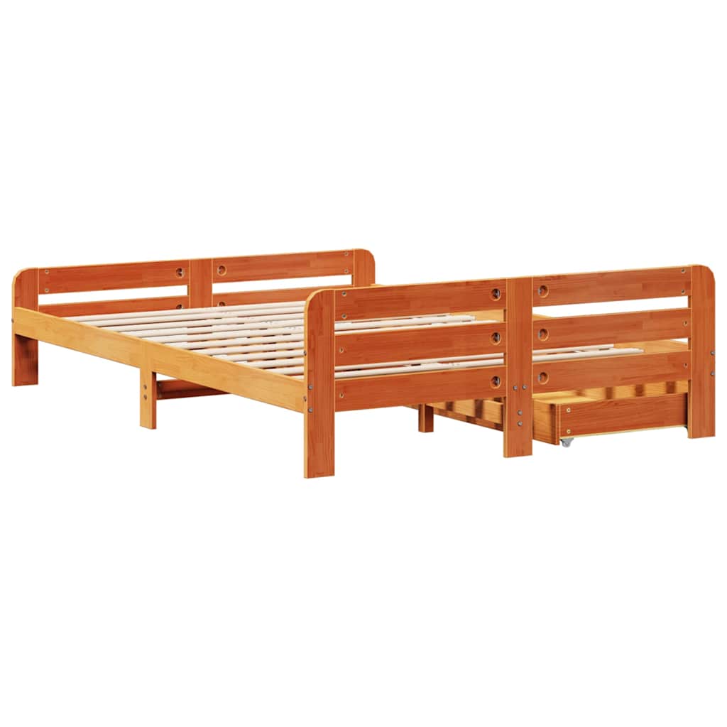 vidaXL Bed frame without Mattress Wax Brown 150x200 cm King Size Solid Wood Pine