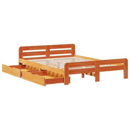 vidaXL Bed frame without Mattress Wax Brown 150x200 cm King Size Solid Wood Pine