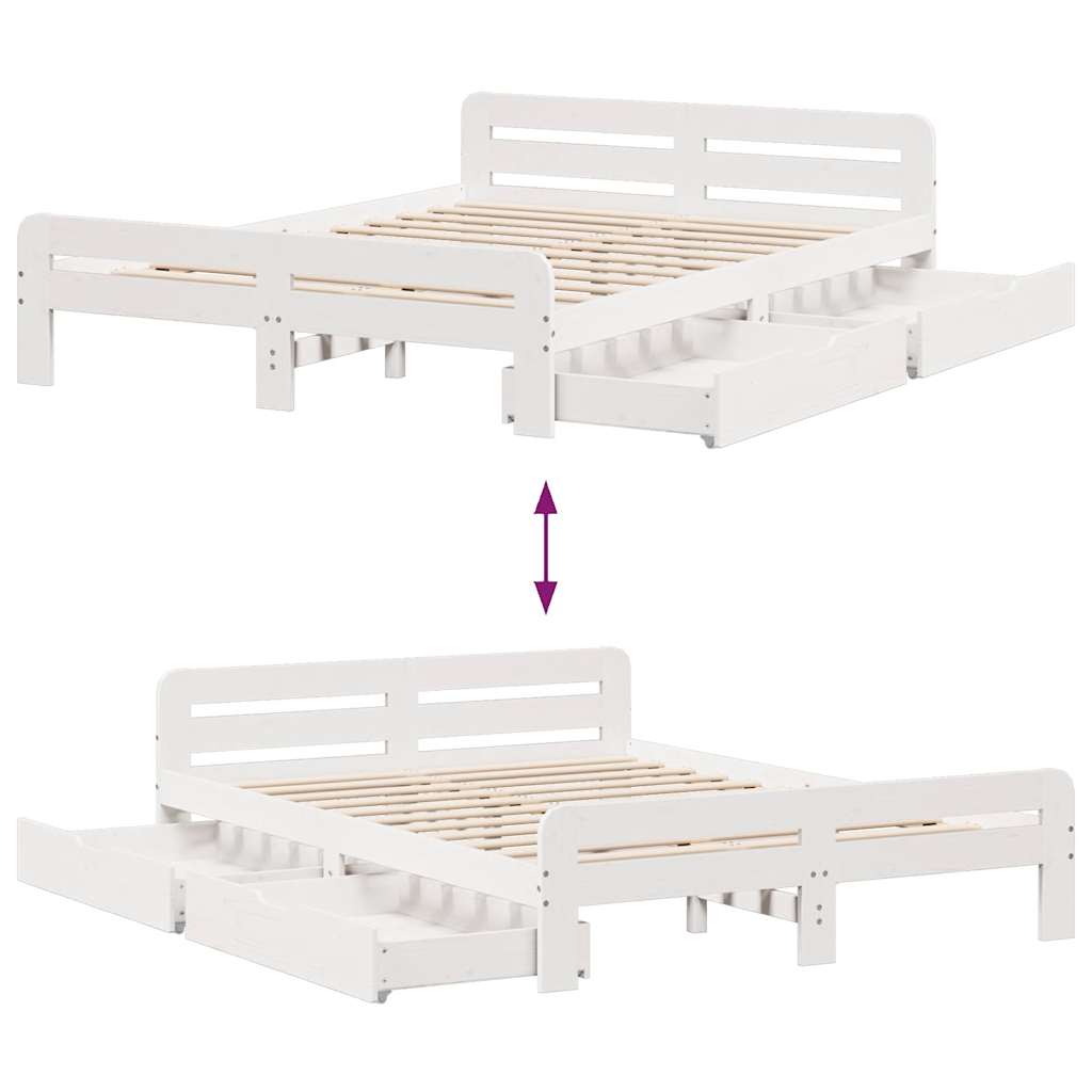 vidaXL Bed frame without Mattress White 140x200 cm Solid Wood Pine