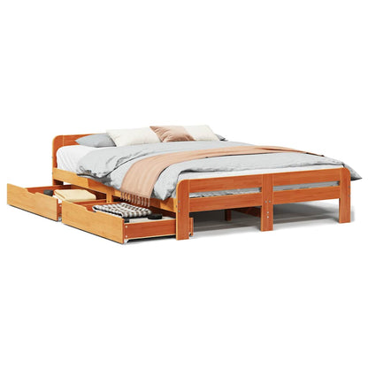 vidaXL Bed frame without Mattress Wax Brown 140x200 cm Solid Wood Pine