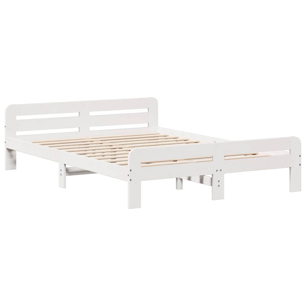 vidaXL Bed Frame | White | Solid pinewood | Double | Bed Frame | Rectangular