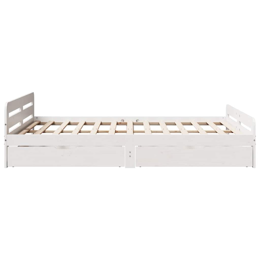 vidaXL Bed Frame | White | Solid pinewood | Double | Bed Frame | Rectangular