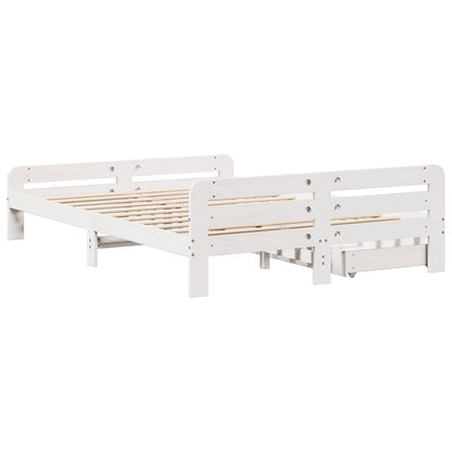 vidaXL Bed Frame | White | Solid pinewood | Double | Bed Frame | Rectangular