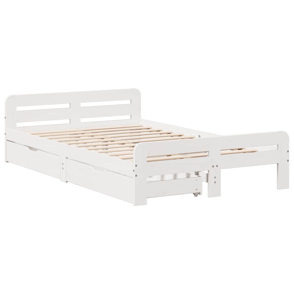 vidaXL Bed frame without Mattress White 135x190 cm Double Solid Wood Pine