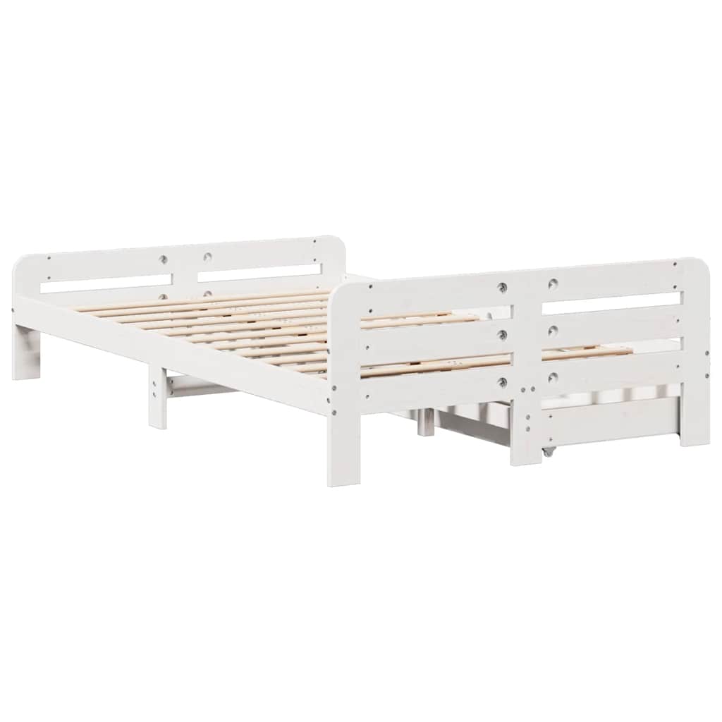 vidaXL Bed frame without Mattress White 135x190 cm Double Solid Wood Pine