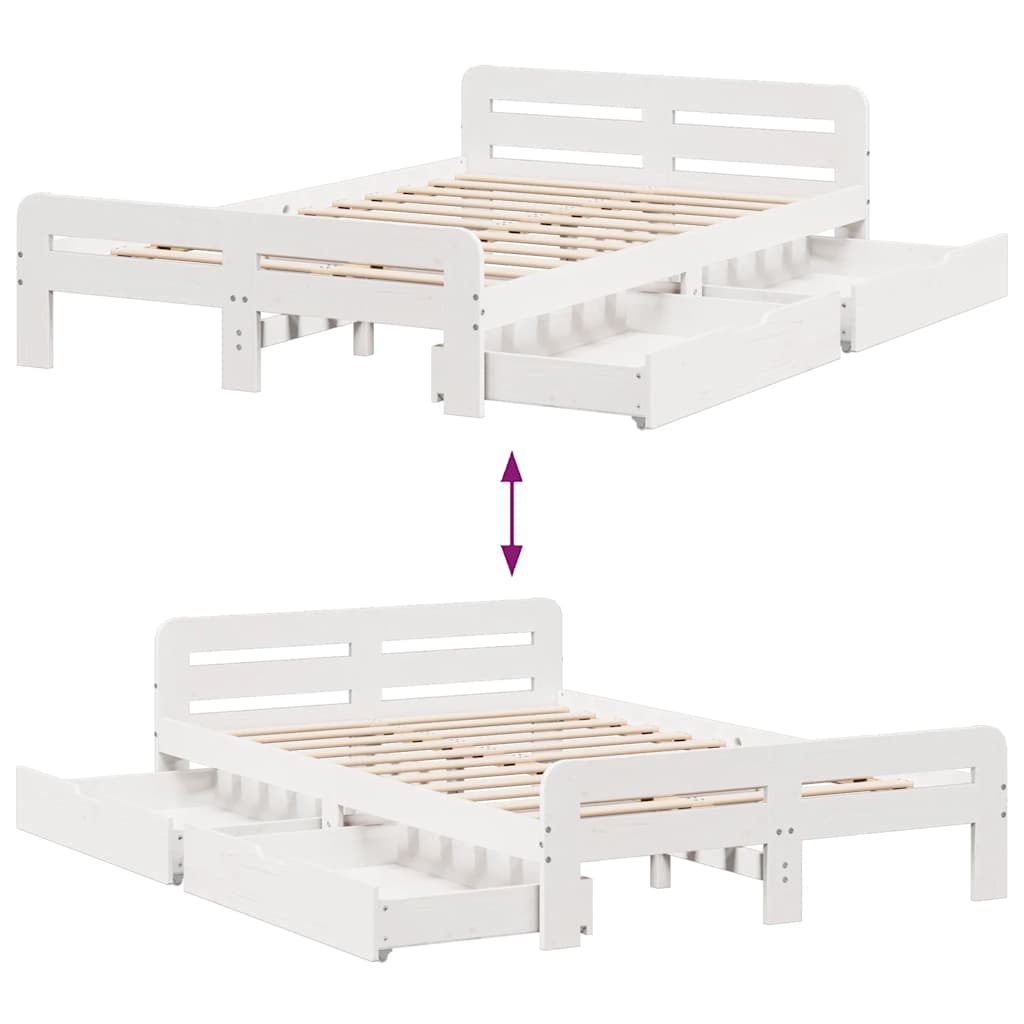 vidaXL Bed frame without Mattress White 135x190 cm Double Solid Wood Pine