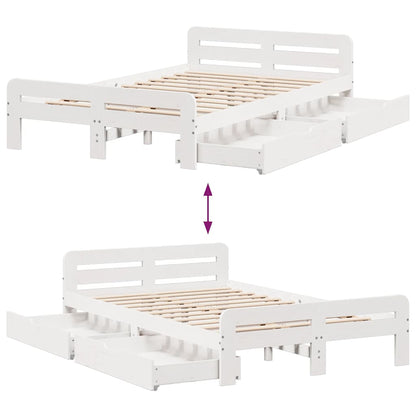 vidaXL Bed frame without Mattress White 135x190 cm Double Solid Wood Pine